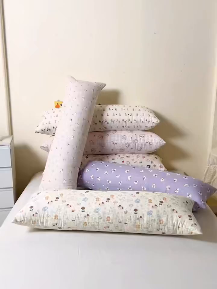 91家纺网 家纺一手货源 找家纺 （总）卓昌枕芯 2025新款全棉双层纱双人枕长条抱枕安抚枕