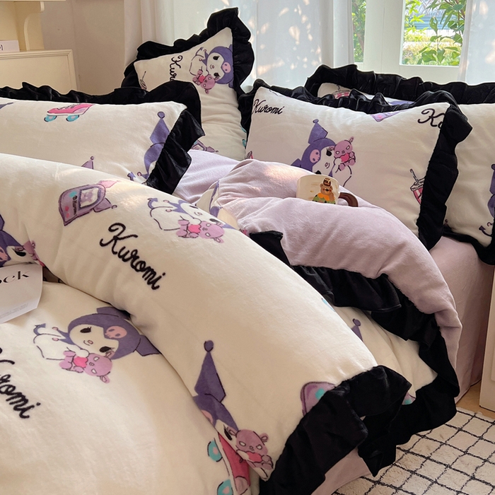 三朵家纺 2025新款牛奶绒三丽鸥花边四件套 花边系列 花边-街舞库洛米