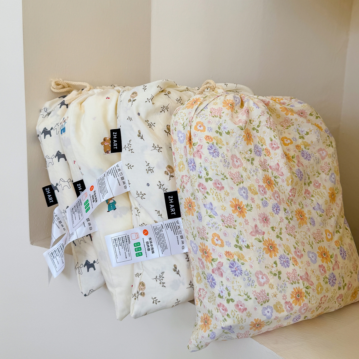 91家纺网 家纺一手货源 找家纺 （总）竹合家纺 2025新款爆款韩国小布袋古法水洗云感四件套