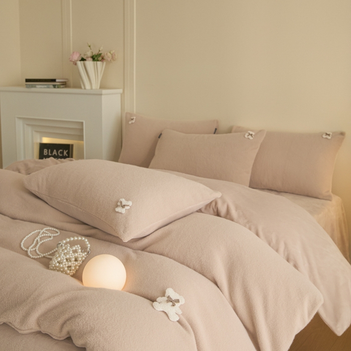 91家纺网 家纺一手货源 找家纺 羽梦家纺 2025新款260克加厚全消光糯米绒阳光绒加厚保暖四件套  糯米绒-卡其