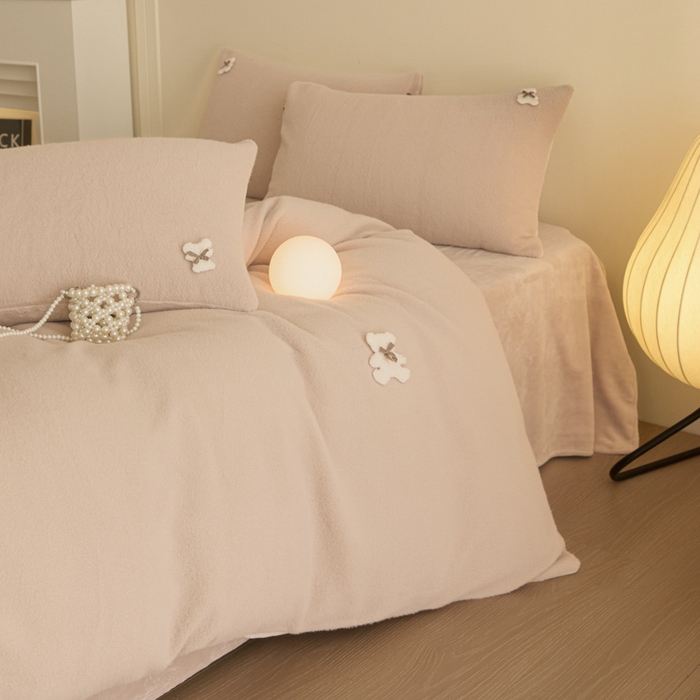 91家纺网 家纺一手货源 找家纺 羽梦家纺 2025新款260克加厚全消光糯米绒阳光绒加厚保暖四件套  糯米绒-卡其