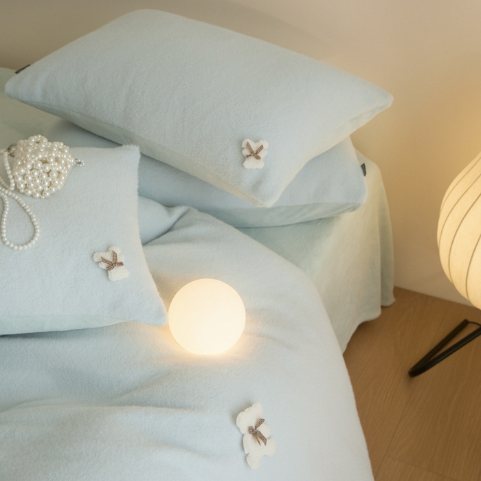 91家纺网 家纺一手货源 找家纺 羽梦家纺 2025新款260克加厚全消光糯米绒阳光绒加厚保暖四件套  糯米绒-气泡蓝