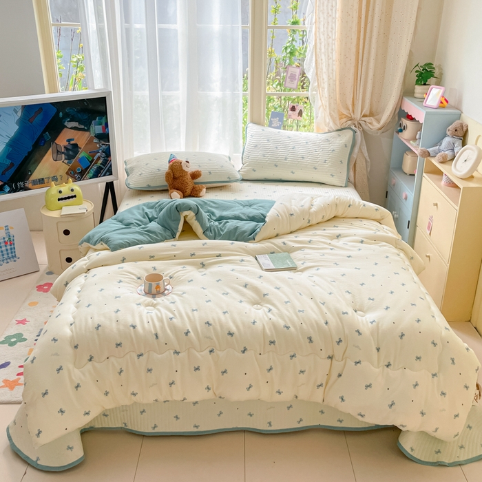 91家纺网 家纺一手货源 找家纺 云玲时尚 2025新款7A抗菌床盖加厚被芯云感春秋冬被子被芯四件套系列 倾结