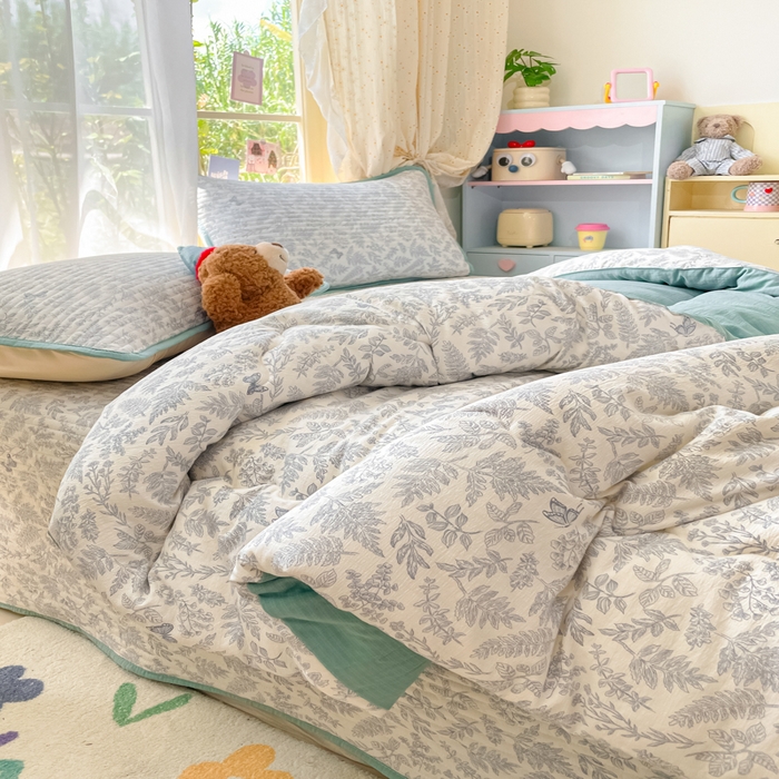 91家纺网 家纺一手货源 找家纺 云玲时尚 2025新款7A抗菌床盖加厚被芯云感春秋冬被子被芯四件套系列 莫尼绿