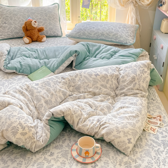 91家纺网 家纺一手货源 找家纺 云玲时尚 2025新款7A抗菌床盖加厚被芯云感春秋冬被子被芯四件套系列 莫尼绿