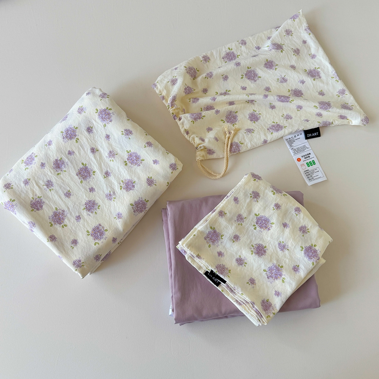 91家纺网 家纺一手货源 找家纺 竹合家纺 2025新款爆款韩国小布袋古法水洗云感四件套 组合图仅做展示不可下单