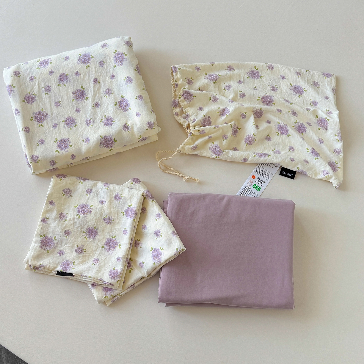 91家纺网 家纺一手货源 找家纺 竹合家纺 2025新款爆款韩国小布袋古法水洗云感四件套 组合图仅做展示不可下单