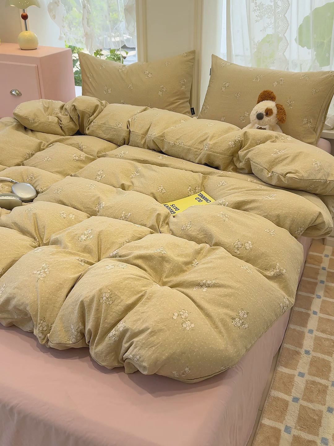 91家纺网 家纺一手货源 找家纺 竹合家纺 2025新款爆款韩国小布袋古法水洗云感四件套 茶町