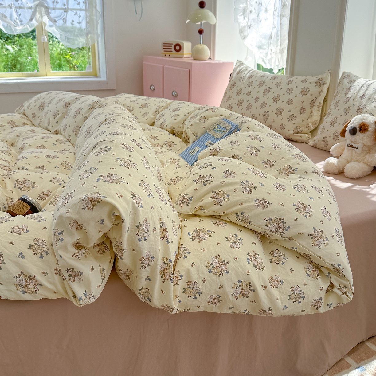 91家纺网 家纺一手货源 找家纺 竹合家纺 2025新款爆款韩国小布袋古法水洗云感四件套 小城故事