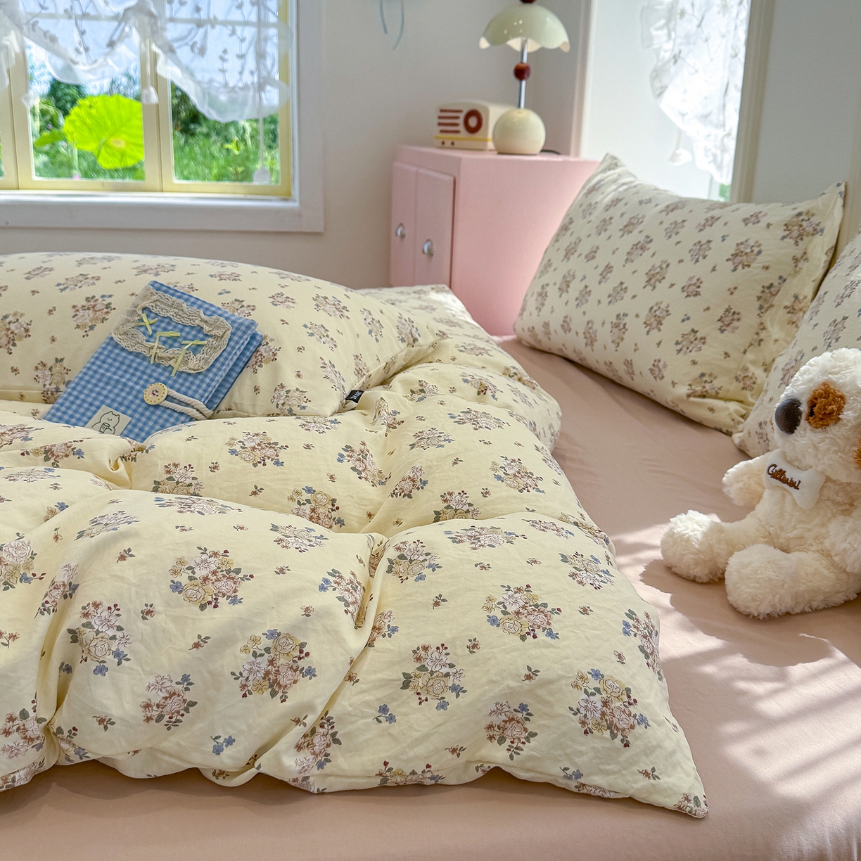 91家纺网 家纺一手货源 找家纺 竹合家纺 2025新款爆款韩国小布袋古法水洗云感四件套 小城故事