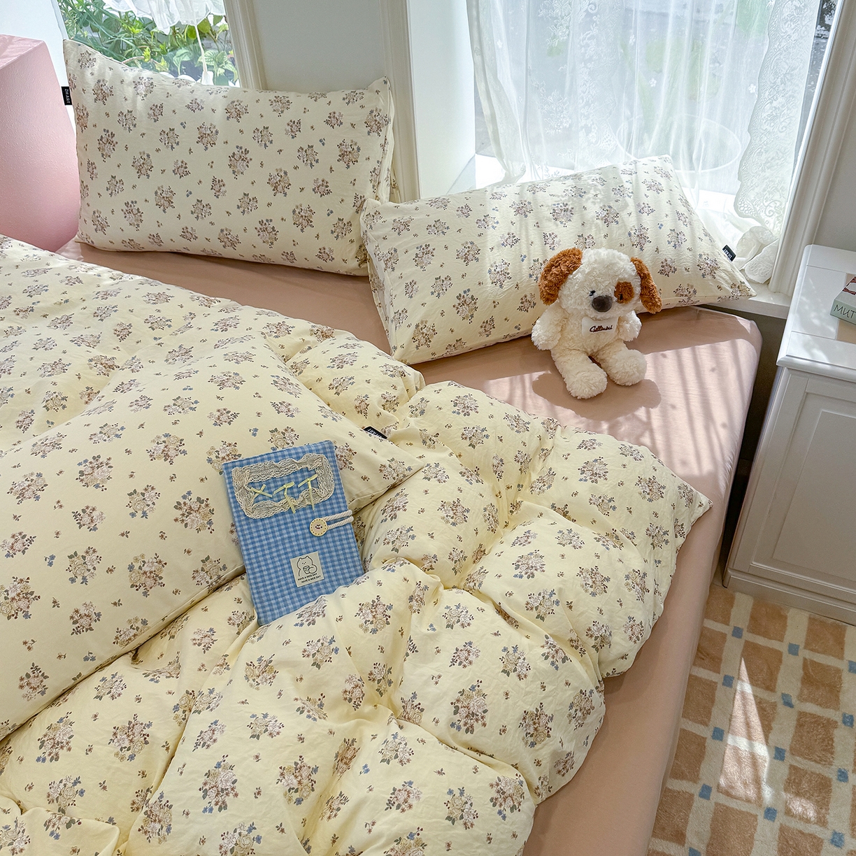 91家纺网 家纺一手货源 找家纺 竹合家纺 2025新款爆款韩国小布袋古法水洗云感四件套 小城故事