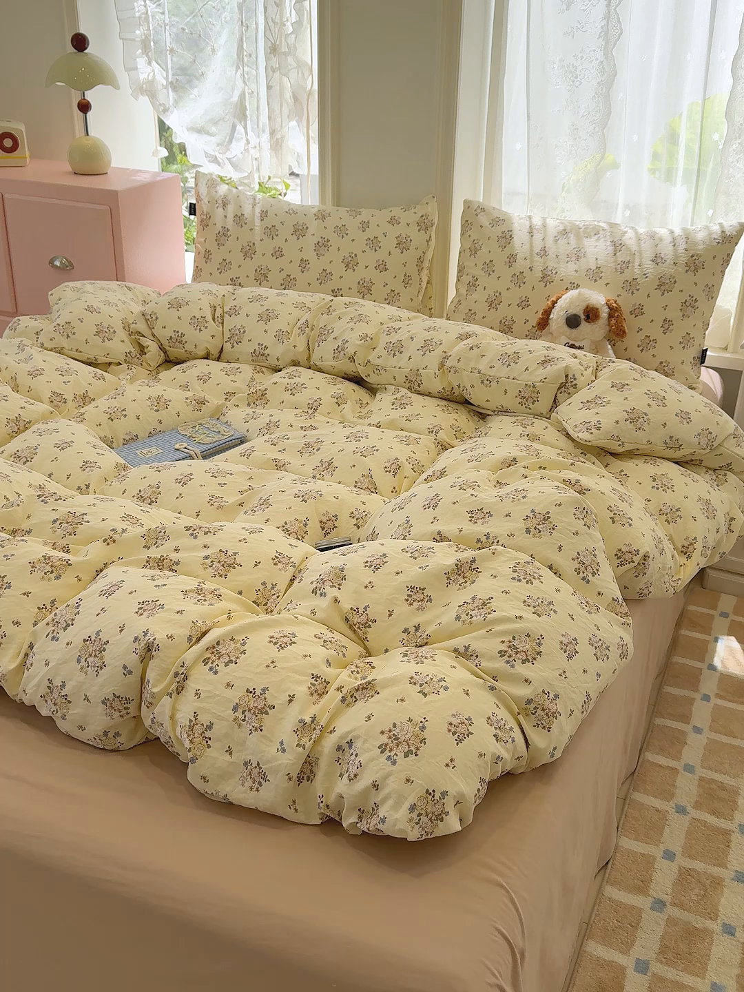 91家纺网 家纺一手货源 找家纺 竹合家纺 2025新款爆款韩国小布袋古法水洗云感四件套 小城故事