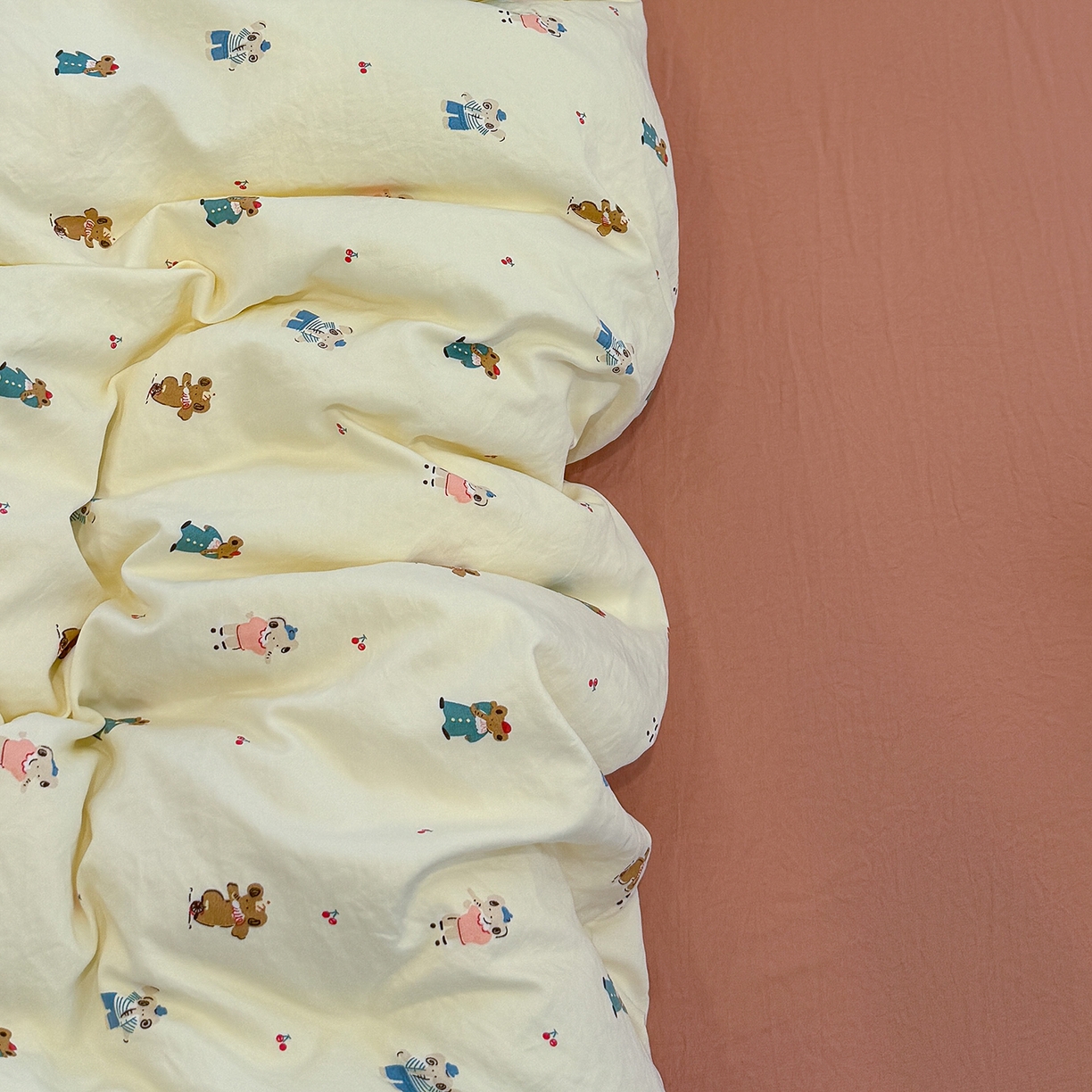 91家纺网 家纺一手货源 找家纺 竹合家纺 2025新款爆款韩国小布袋古法水洗云感四件套 快乐小象