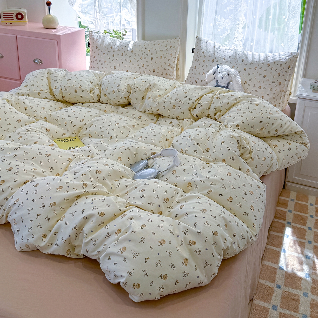 91家纺网 家纺一手货源 找家纺 竹合家纺 2025新款爆款韩国小布袋古法水洗云感四件套 安琪