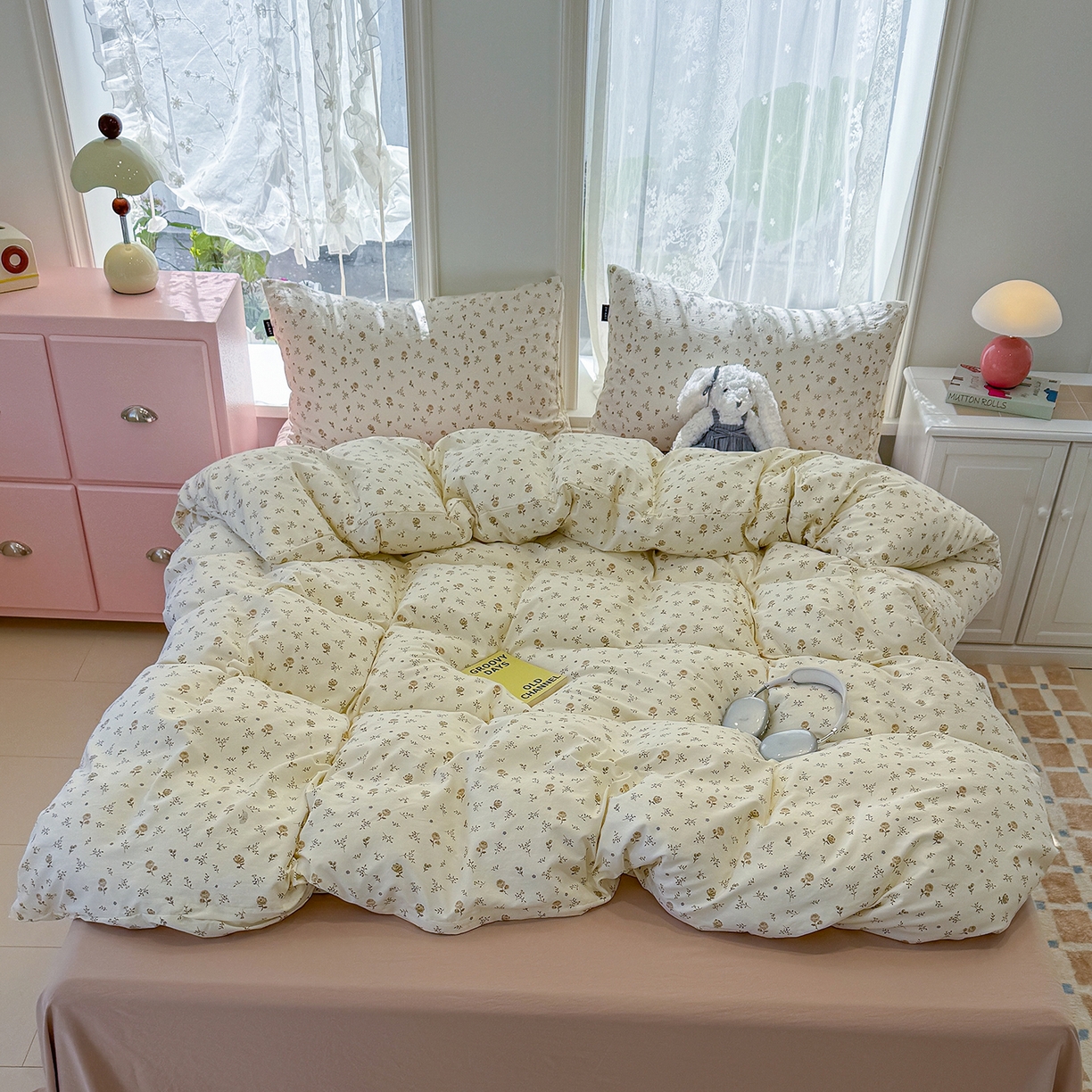 91家纺网 家纺一手货源 找家纺 竹合家纺 2025新款爆款韩国小布袋古法水洗云感四件套 安琪