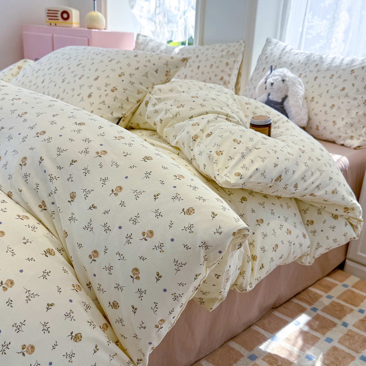 91家纺网 家纺一手货源 找家纺 竹合家纺 2025新款爆款韩国小布袋古法水洗云感四件套 安琪