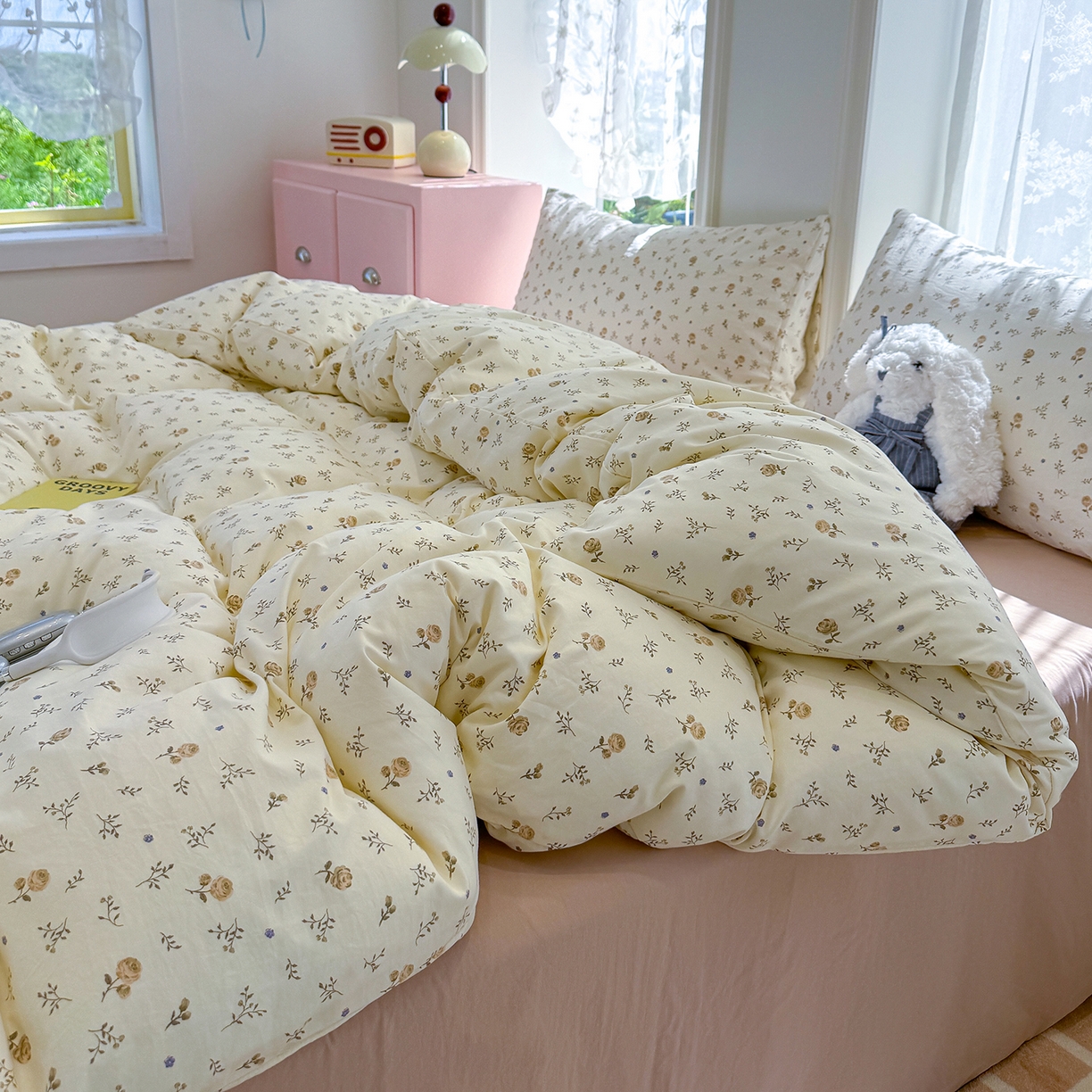 91家纺网 家纺一手货源 找家纺 竹合家纺 2025新款爆款韩国小布袋古法水洗云感四件套 安琪