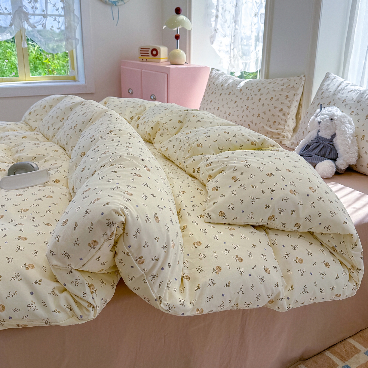 91家纺网 家纺一手货源 找家纺 竹合家纺 2025新款爆款韩国小布袋古法水洗云感四件套 安琪