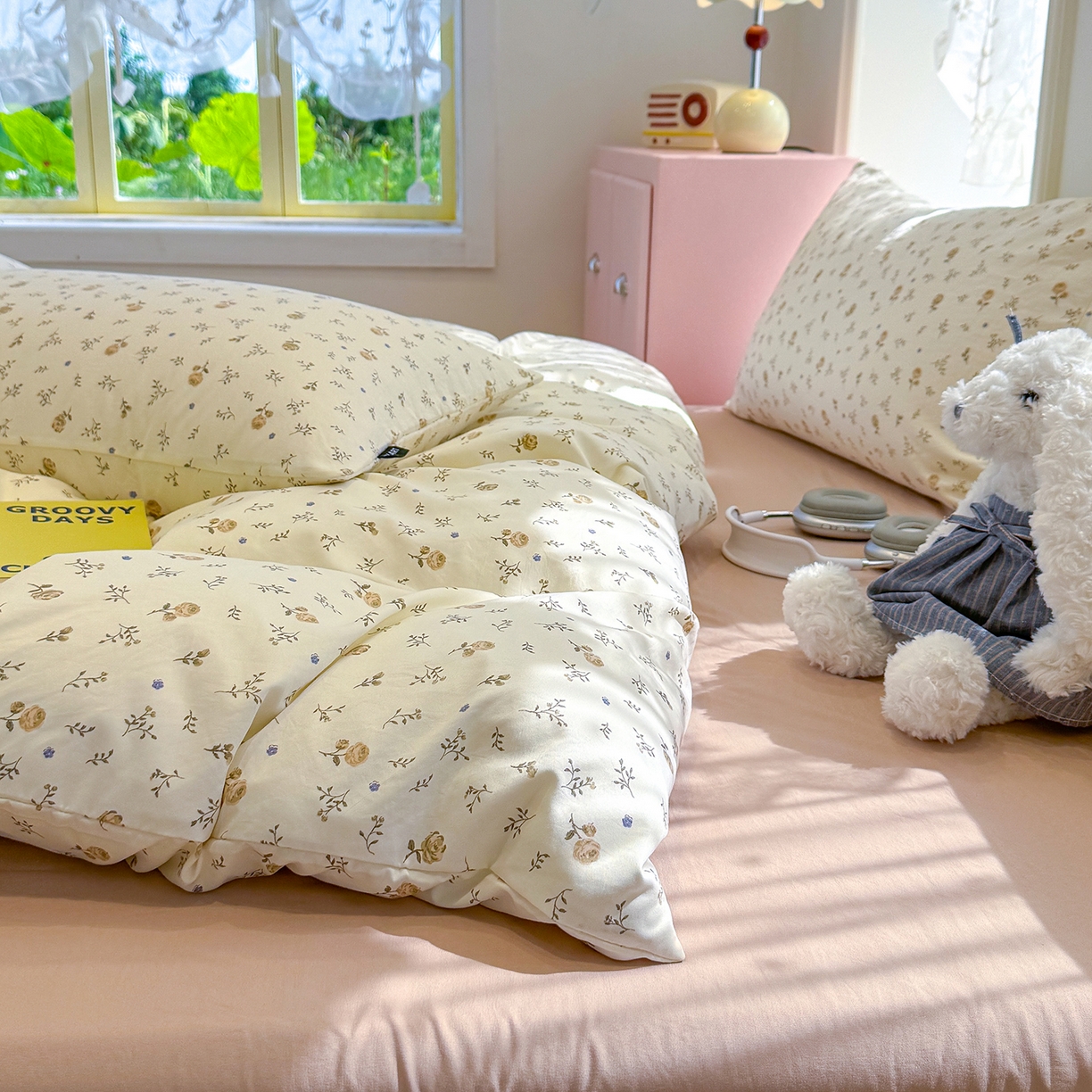 91家纺网 家纺一手货源 找家纺 竹合家纺 2025新款爆款韩国小布袋古法水洗云感四件套 安琪