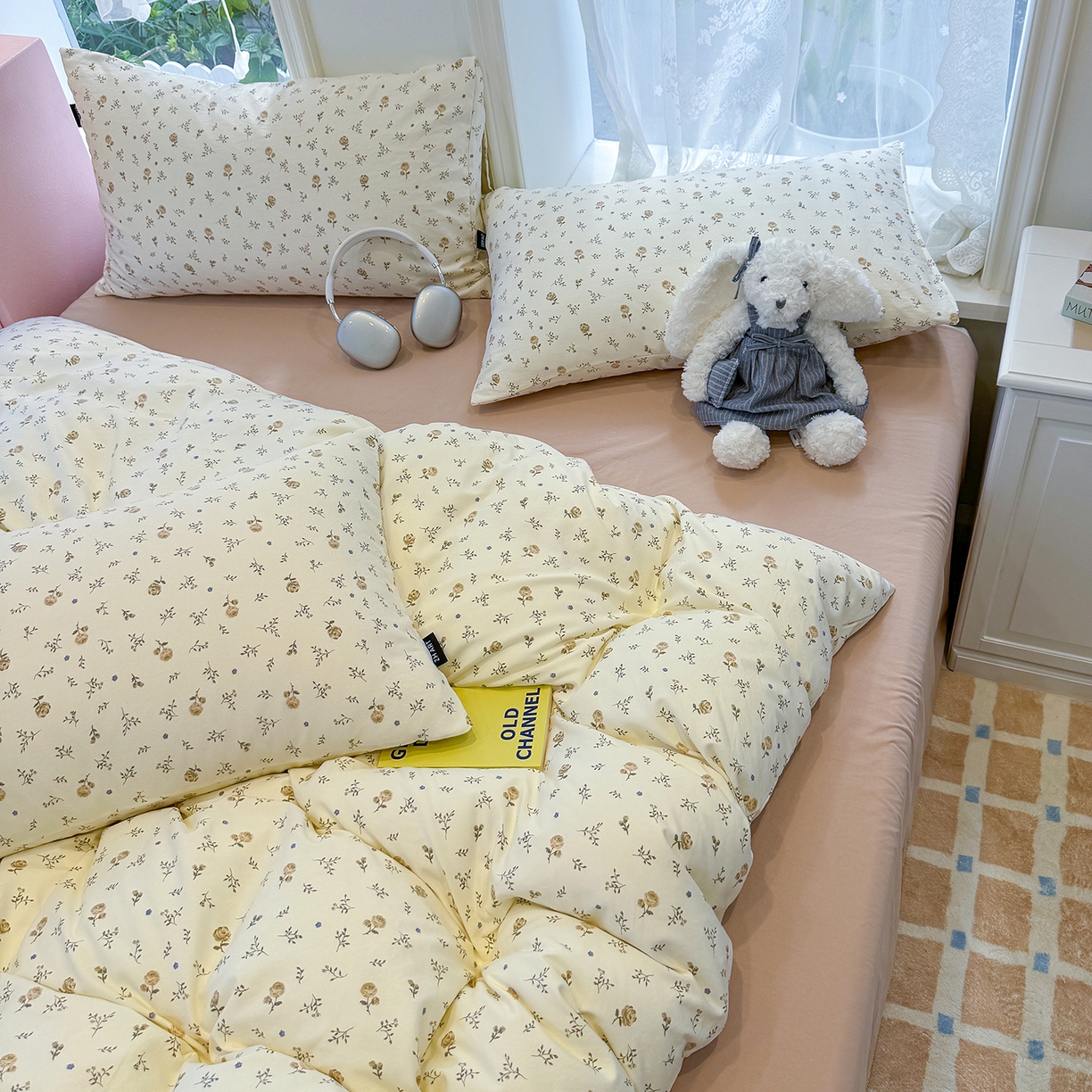 91家纺网 家纺一手货源 找家纺 竹合家纺 2025新款爆款韩国小布袋古法水洗云感四件套 安琪