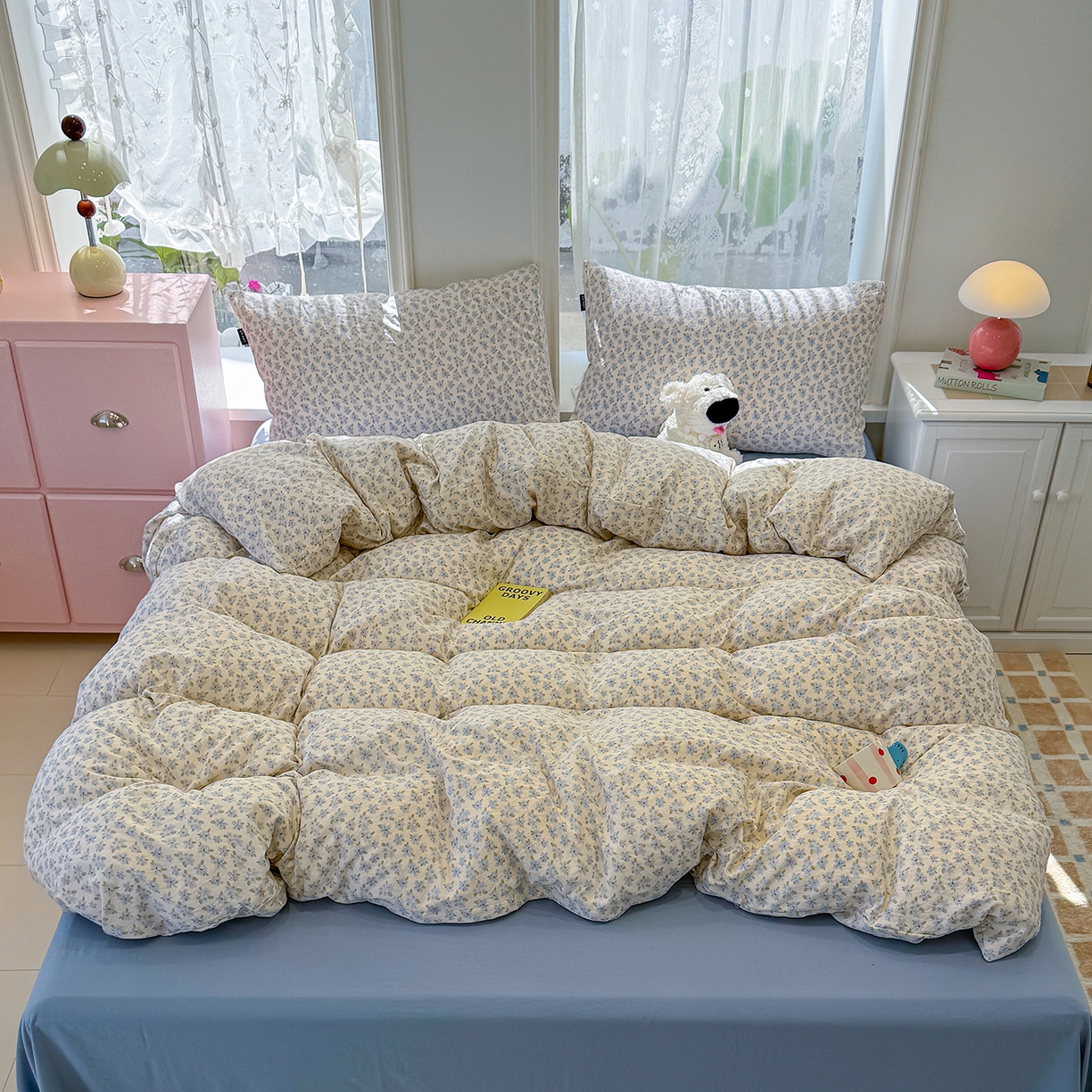 91家纺网 家纺一手货源 找家纺 竹合家纺 2025新款爆款韩国小布袋古法水洗云感四件套 半糖主义