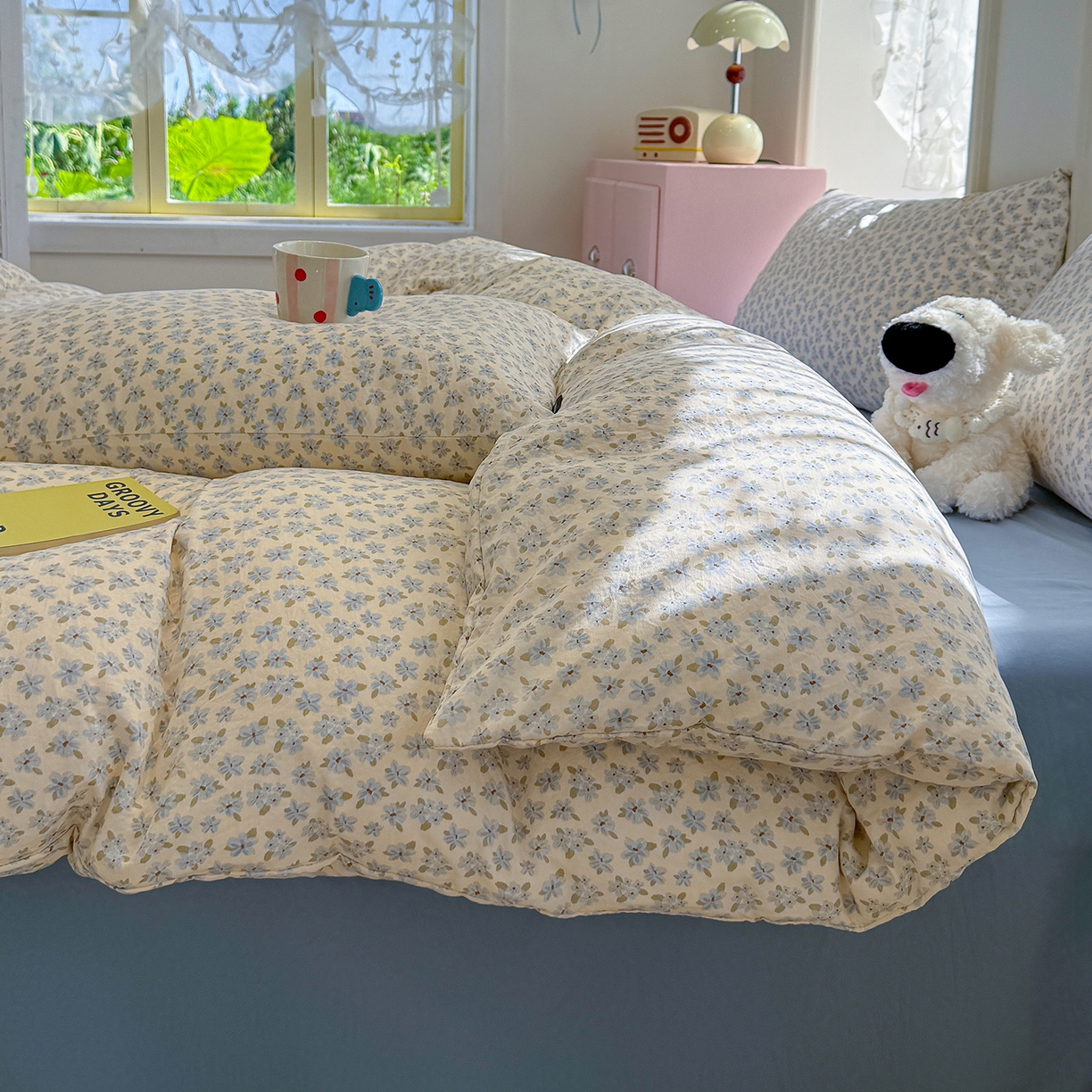 91家纺网 家纺一手货源 找家纺 竹合家纺 2025新款爆款韩国小布袋古法水洗云感四件套 半糖主义