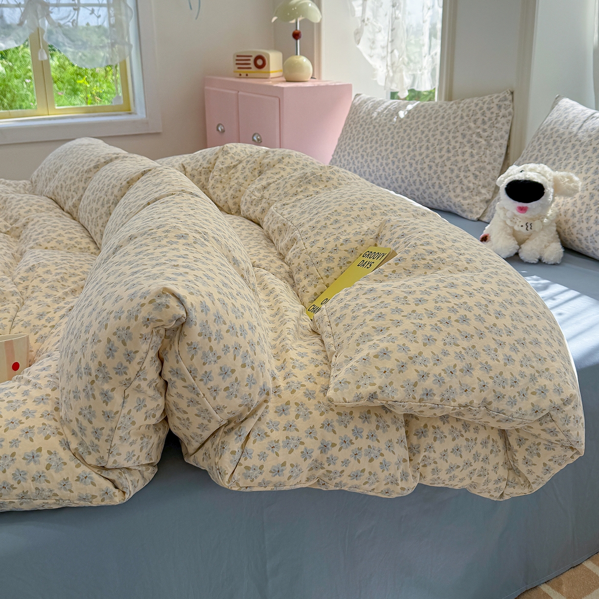 91家纺网 家纺一手货源 找家纺 竹合家纺 2025新款爆款韩国小布袋古法水洗云感四件套 半糖主义