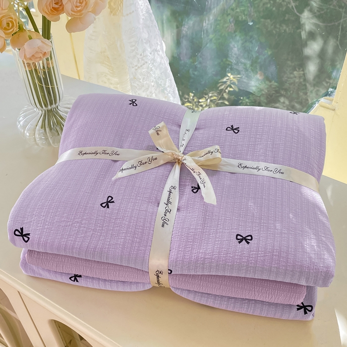 91家纺网 家纺一手货源 找家纺 （总）朵朵家纺 2025新款云感提花双层纱印花四件套