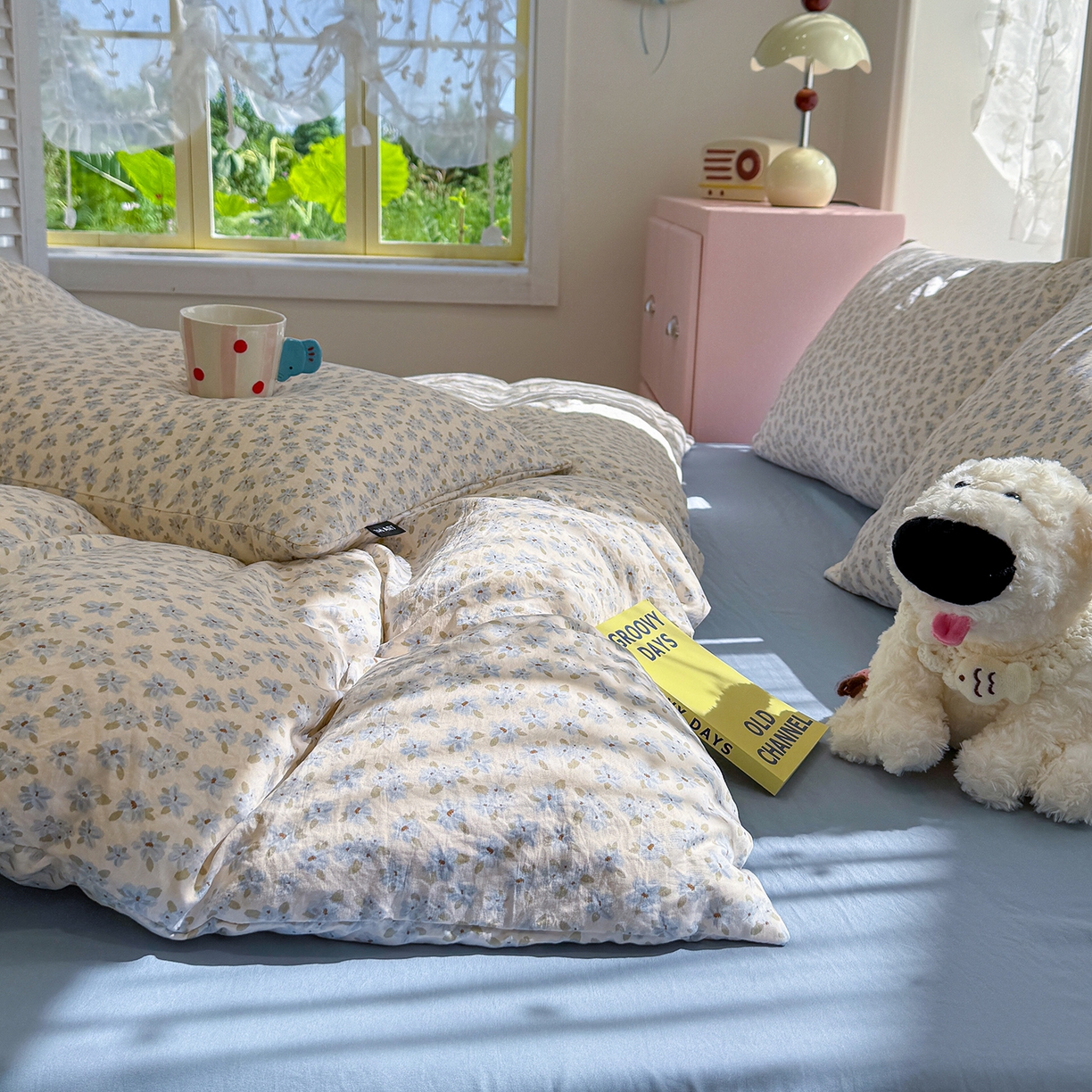 91家纺网 家纺一手货源 找家纺 竹合家纺 2025新款爆款韩国小布袋古法水洗云感四件套 半糖主义