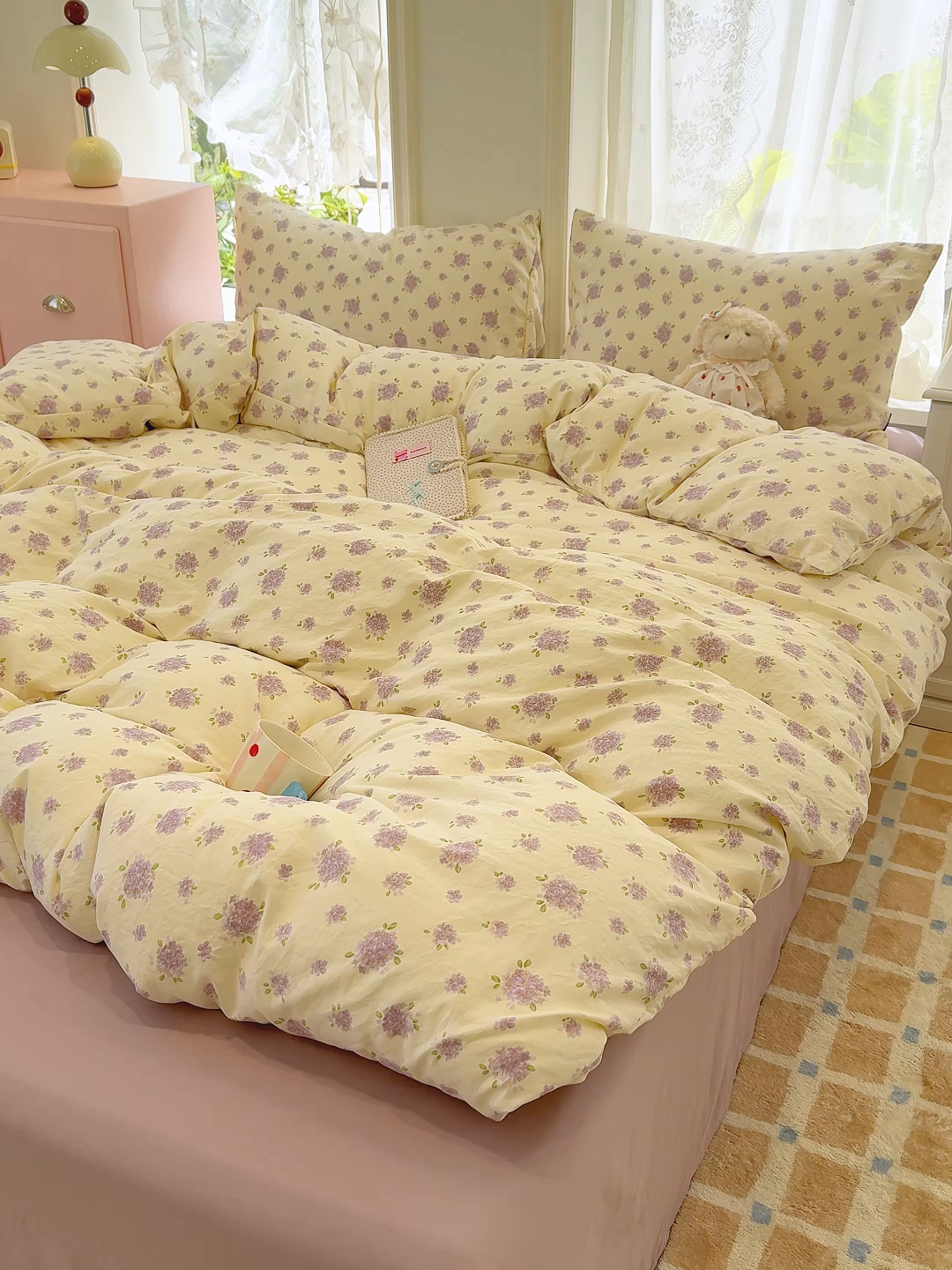 91家纺网 家纺一手货源 找家纺 竹合家纺 2025新款爆款韩国小布袋古法水洗云感四件套 露娜