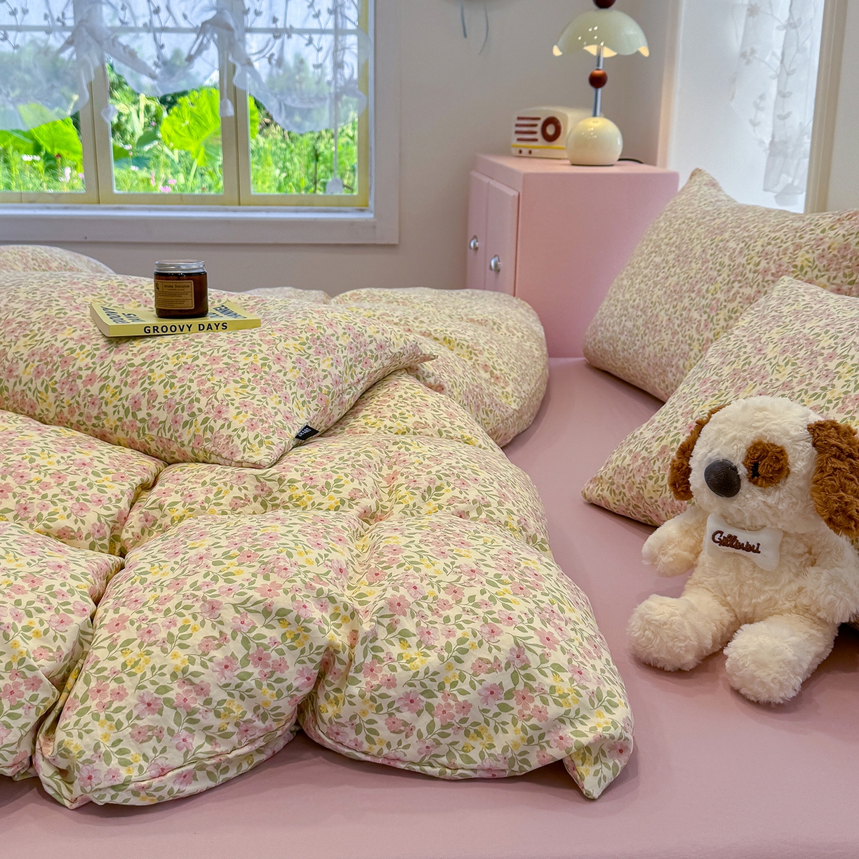 91家纺网 家纺一手货源 找家纺 竹合家纺 2025新款爆款韩国小布袋古法水洗云感四件套 初见芭蕾