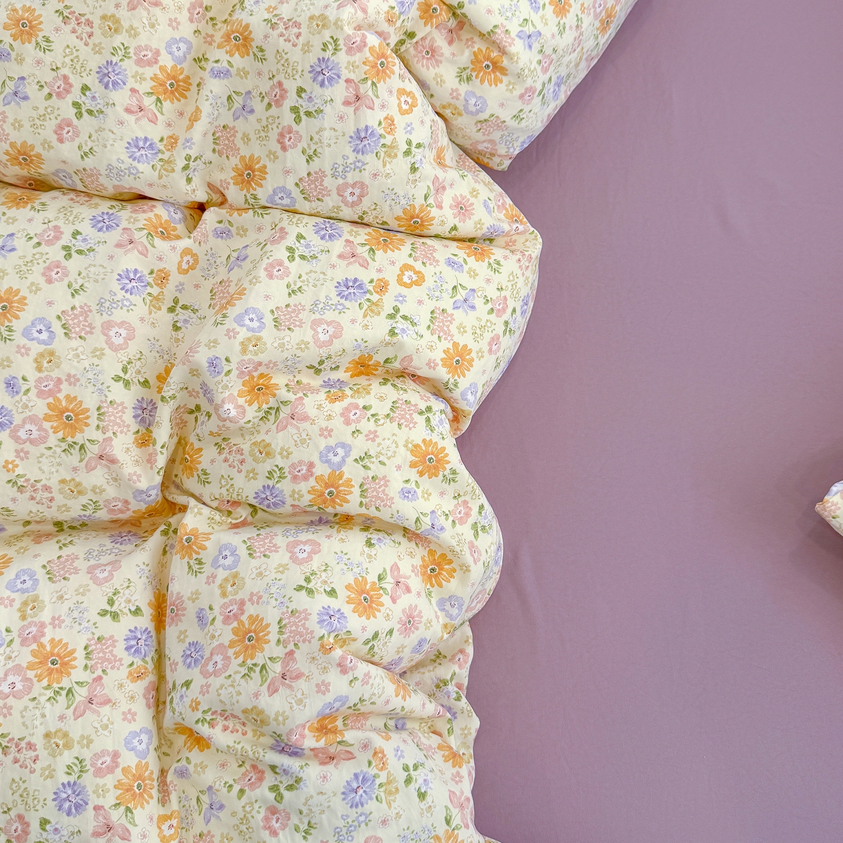 91家纺网 家纺一手货源 找家纺 竹合家纺 2025新款爆款韩国小布袋古法水洗云感四件套 莉莉安