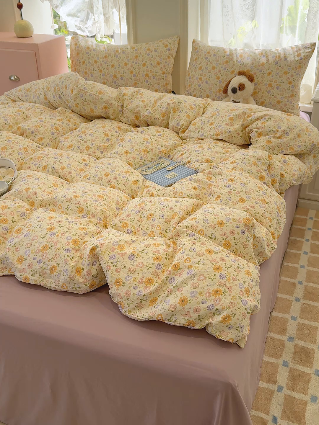 91家纺网 家纺一手货源 找家纺 竹合家纺 2025新款爆款韩国小布袋古法水洗云感四件套 莉莉安