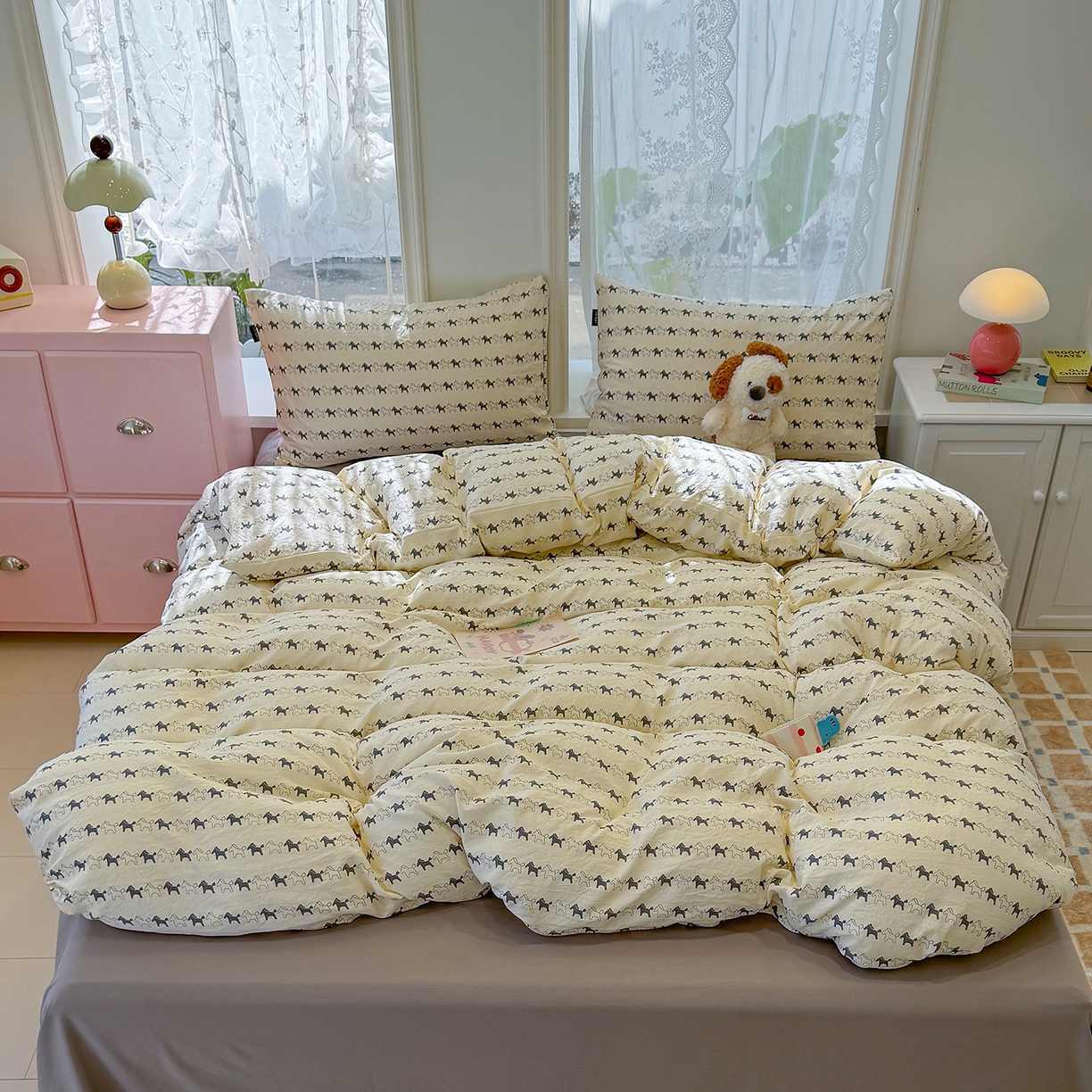 91家纺网 家纺一手货源 找家纺 竹合家纺 2025新款爆款韩国小布袋古法水洗云感四件套 爱马仕