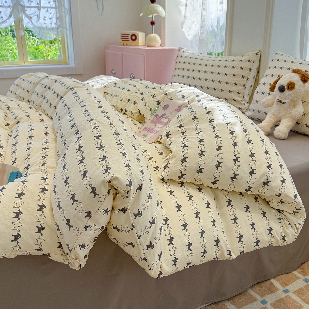 91家纺网 家纺一手货源 找家纺 竹合家纺 2025新款爆款韩国小布袋古法水洗云感四件套 爱马仕