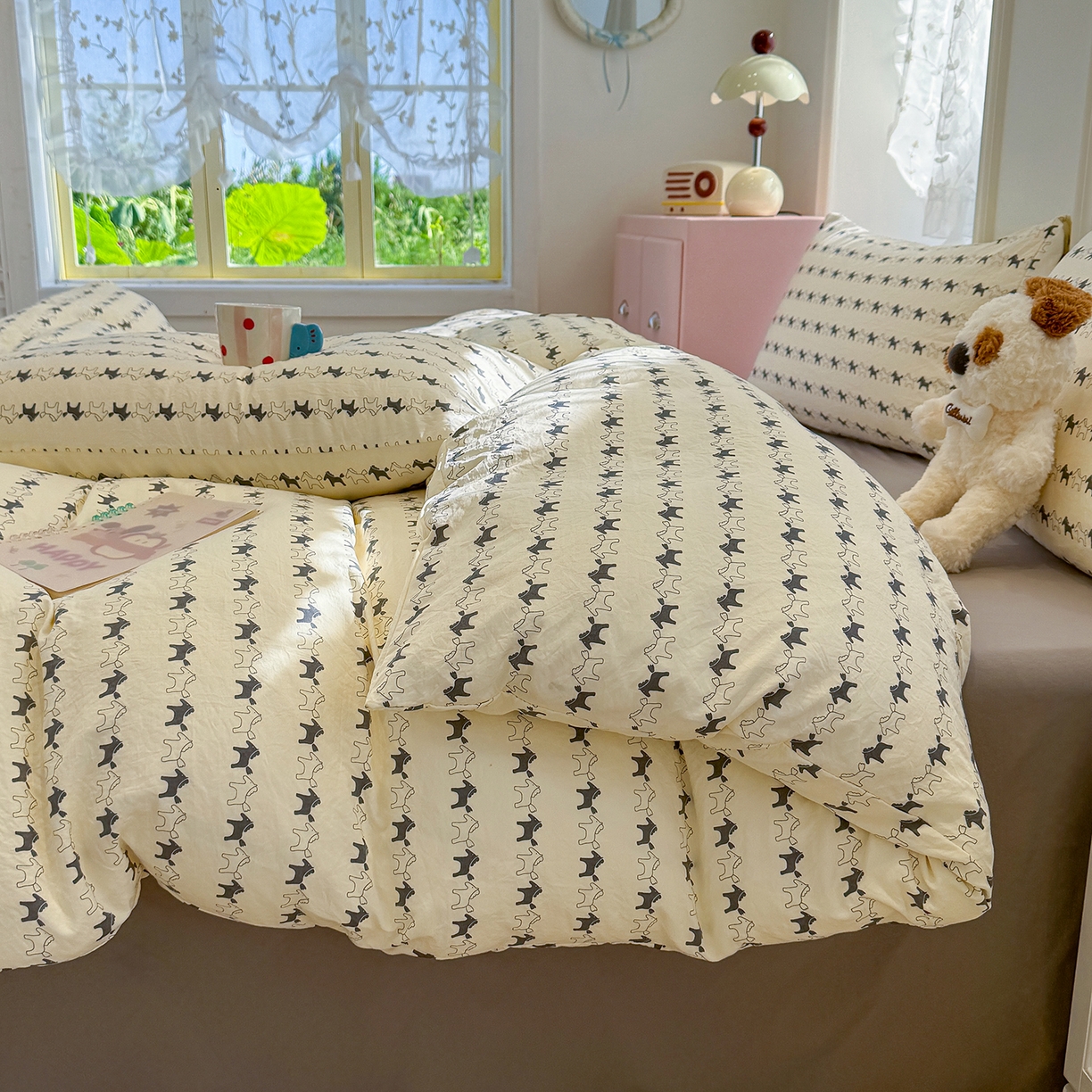 91家纺网 家纺一手货源 找家纺 竹合家纺 2025新款爆款韩国小布袋古法水洗云感四件套 爱马仕