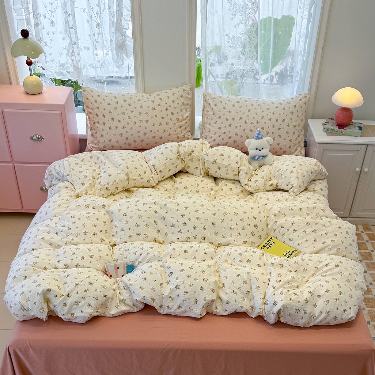 91家纺网 家纺一手货源 找家纺 竹合家纺 2025新款爆款韩国小布袋古法水洗云感四件套 知夏