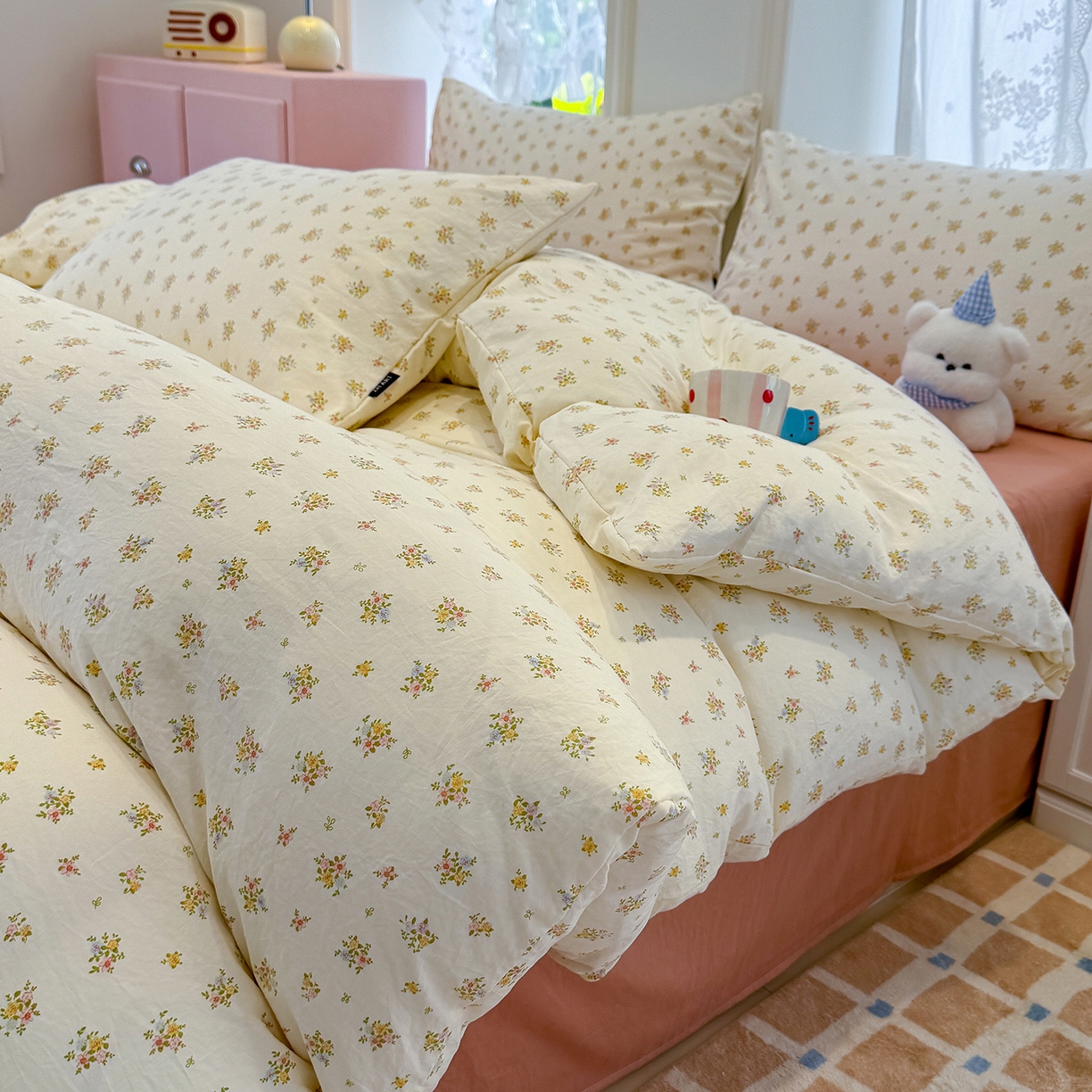 91家纺网 家纺一手货源 找家纺 竹合家纺 2025新款爆款韩国小布袋古法水洗云感四件套 知夏