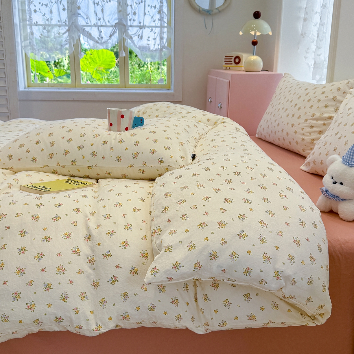 91家纺网 家纺一手货源 找家纺 竹合家纺 2025新款爆款韩国小布袋古法水洗云感四件套 知夏