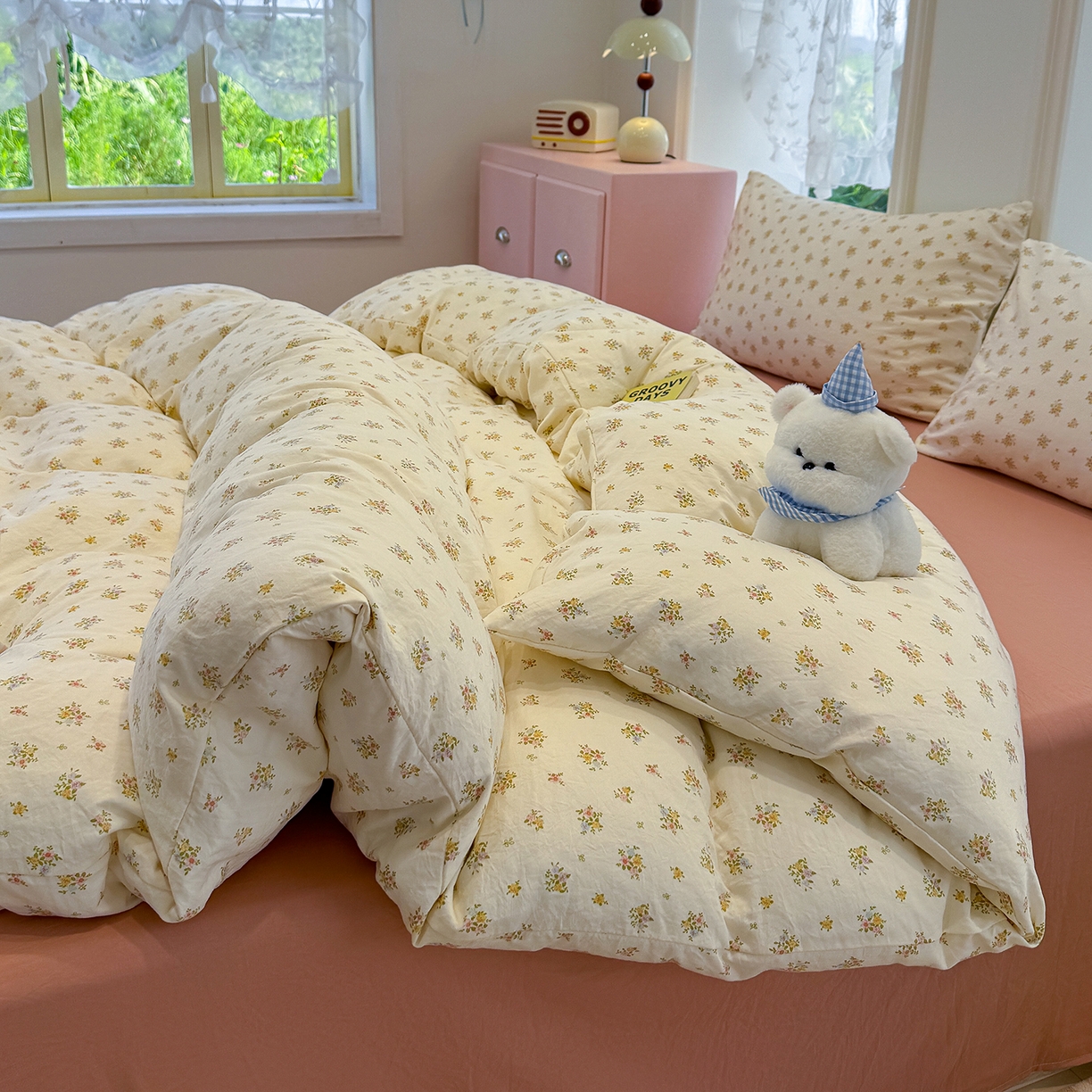 91家纺网 家纺一手货源 找家纺 竹合家纺 2025新款爆款韩国小布袋古法水洗云感四件套 知夏