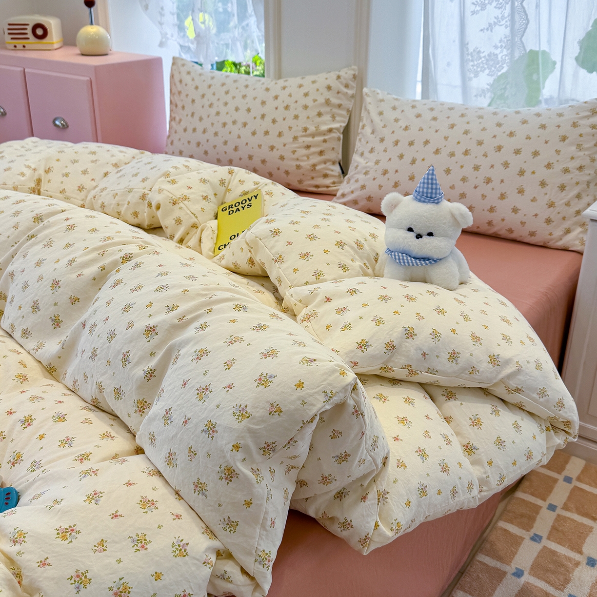 91家纺网 家纺一手货源 找家纺 竹合家纺 2025新款爆款韩国小布袋古法水洗云感四件套 知夏