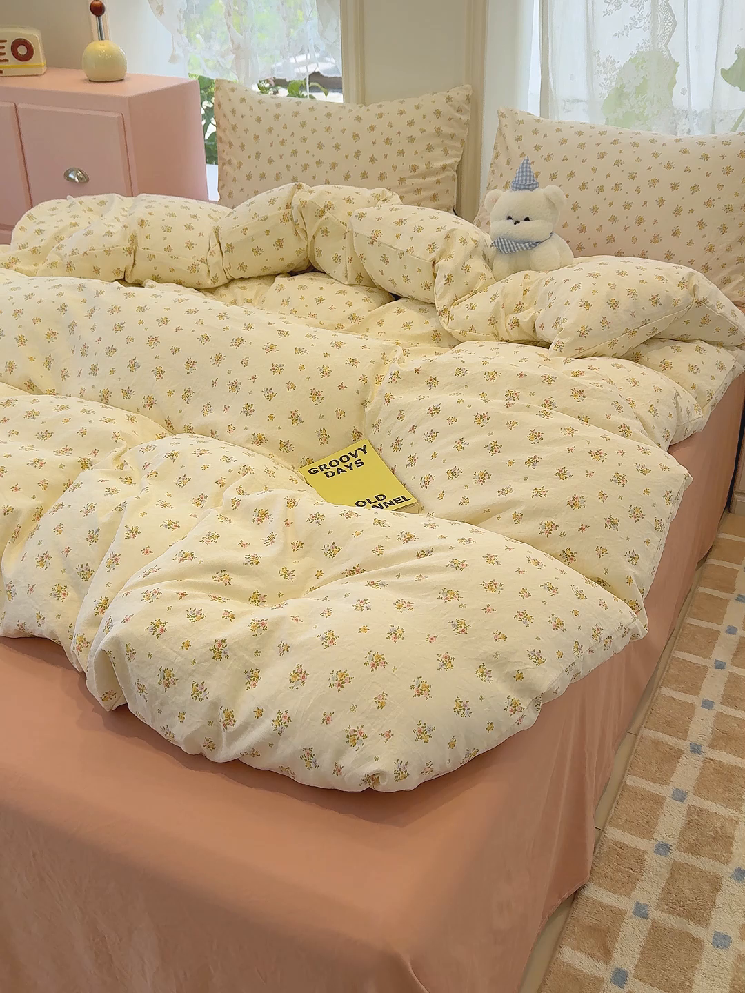 91家纺网 家纺一手货源 找家纺 竹合家纺 2025新款爆款韩国小布袋古法水洗云感四件套 知夏