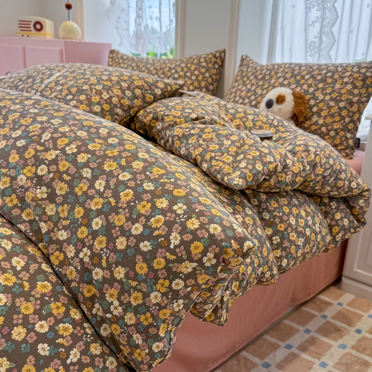 91家纺网 家纺一手货源 找家纺 竹合家纺 2025新款爆款韩国小布袋古法水洗云感四件套 稻花香