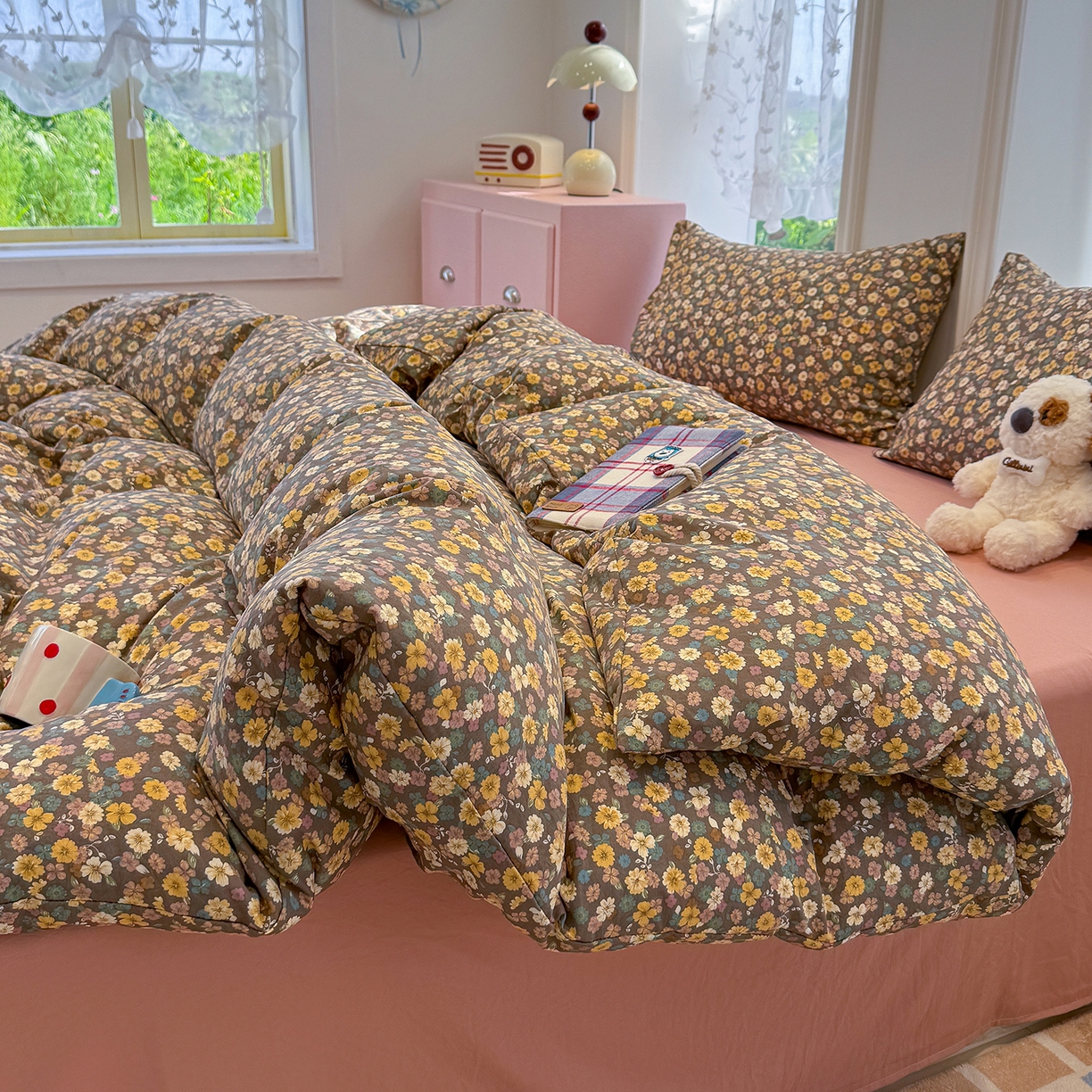 91家纺网 家纺一手货源 找家纺 竹合家纺 2025新款爆款韩国小布袋古法水洗云感四件套 稻花香