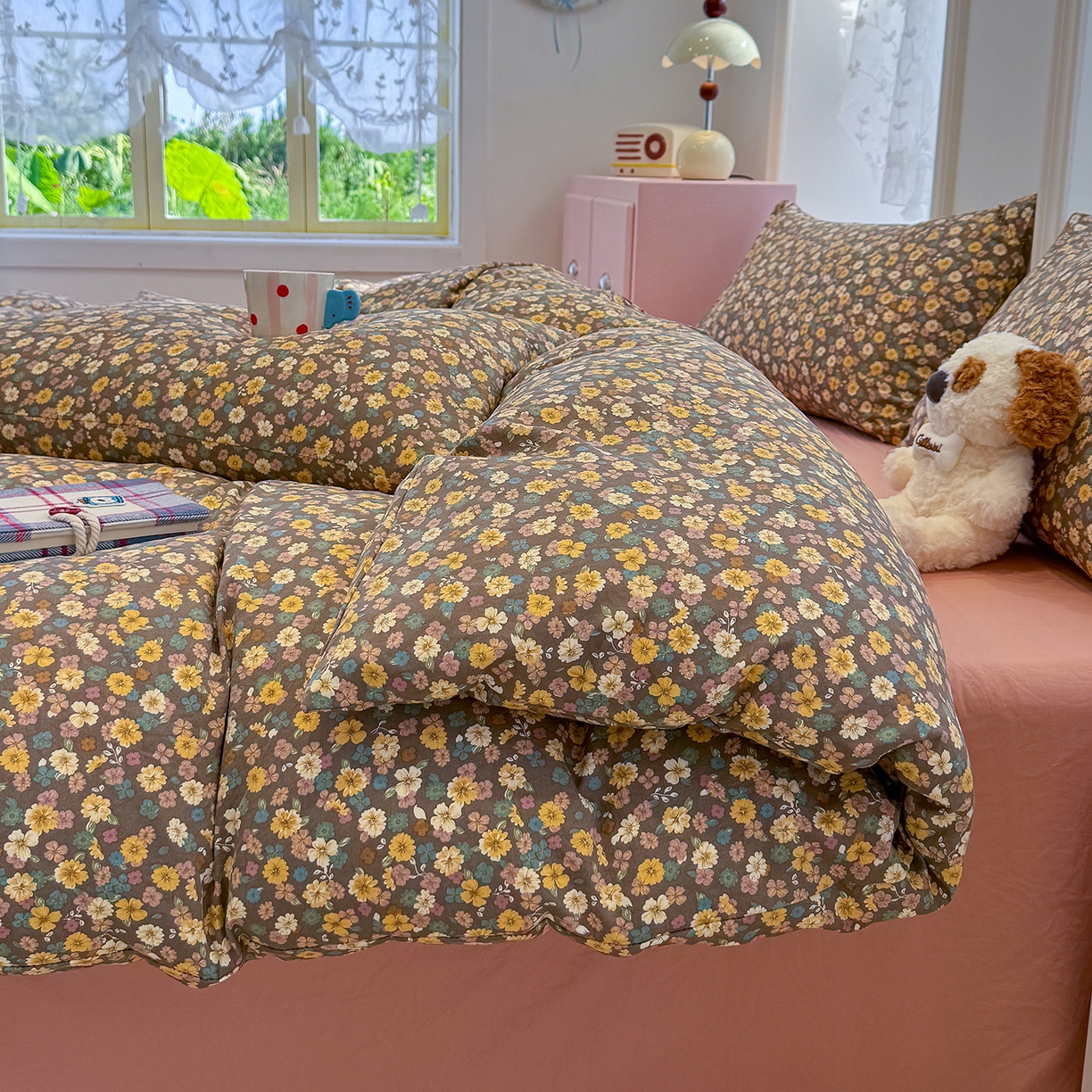 91家纺网 家纺一手货源 找家纺 竹合家纺 2025新款爆款韩国小布袋古法水洗云感四件套 稻花香