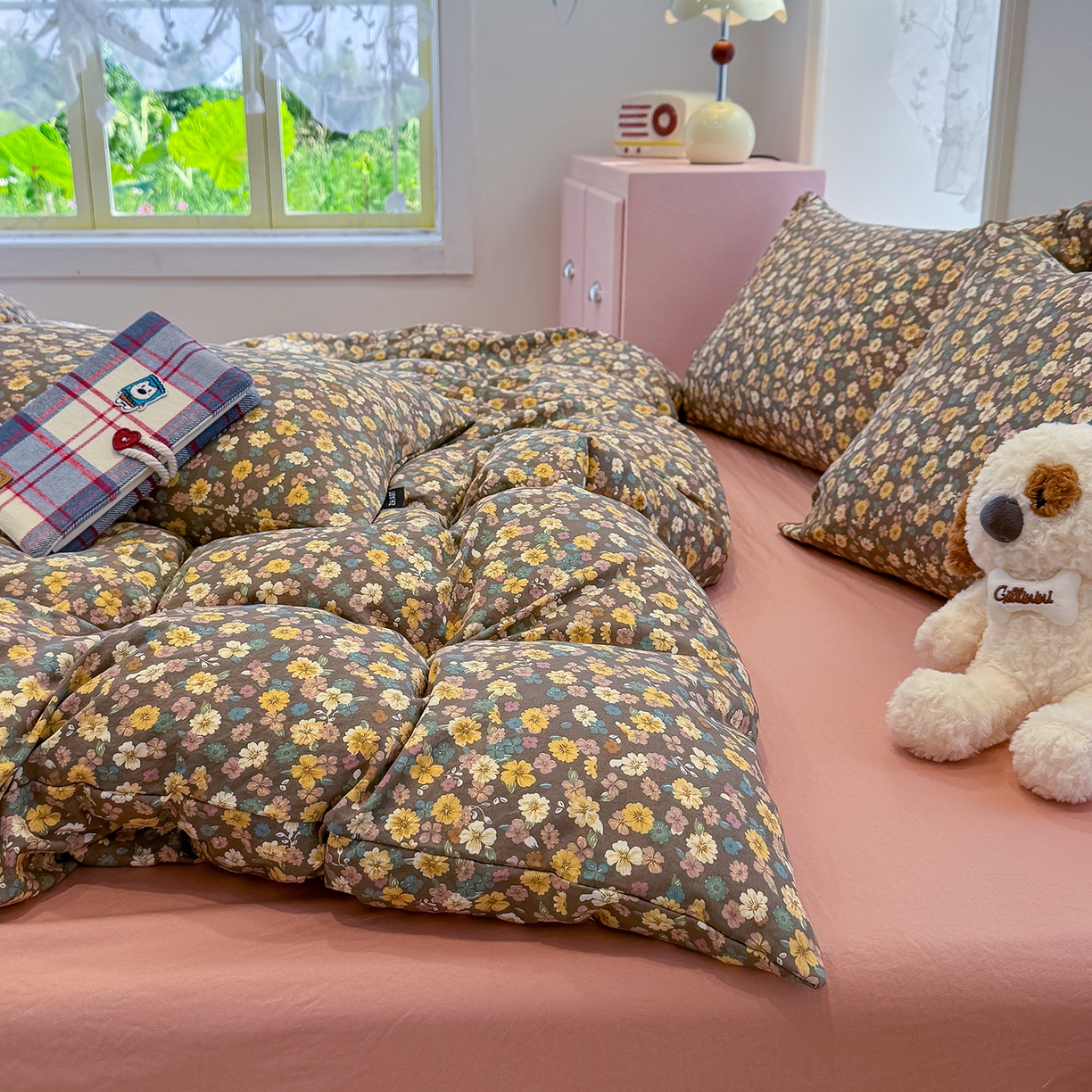 91家纺网 家纺一手货源 找家纺 竹合家纺 2025新款爆款韩国小布袋古法水洗云感四件套 稻花香