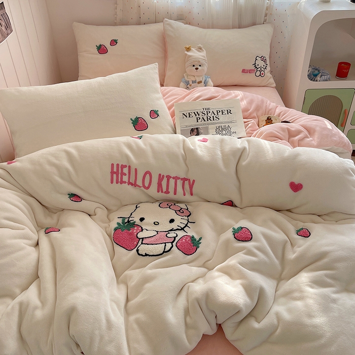 （总）三朵家纺 2025新款绣花牛奶绒三丽鸥系列四件套