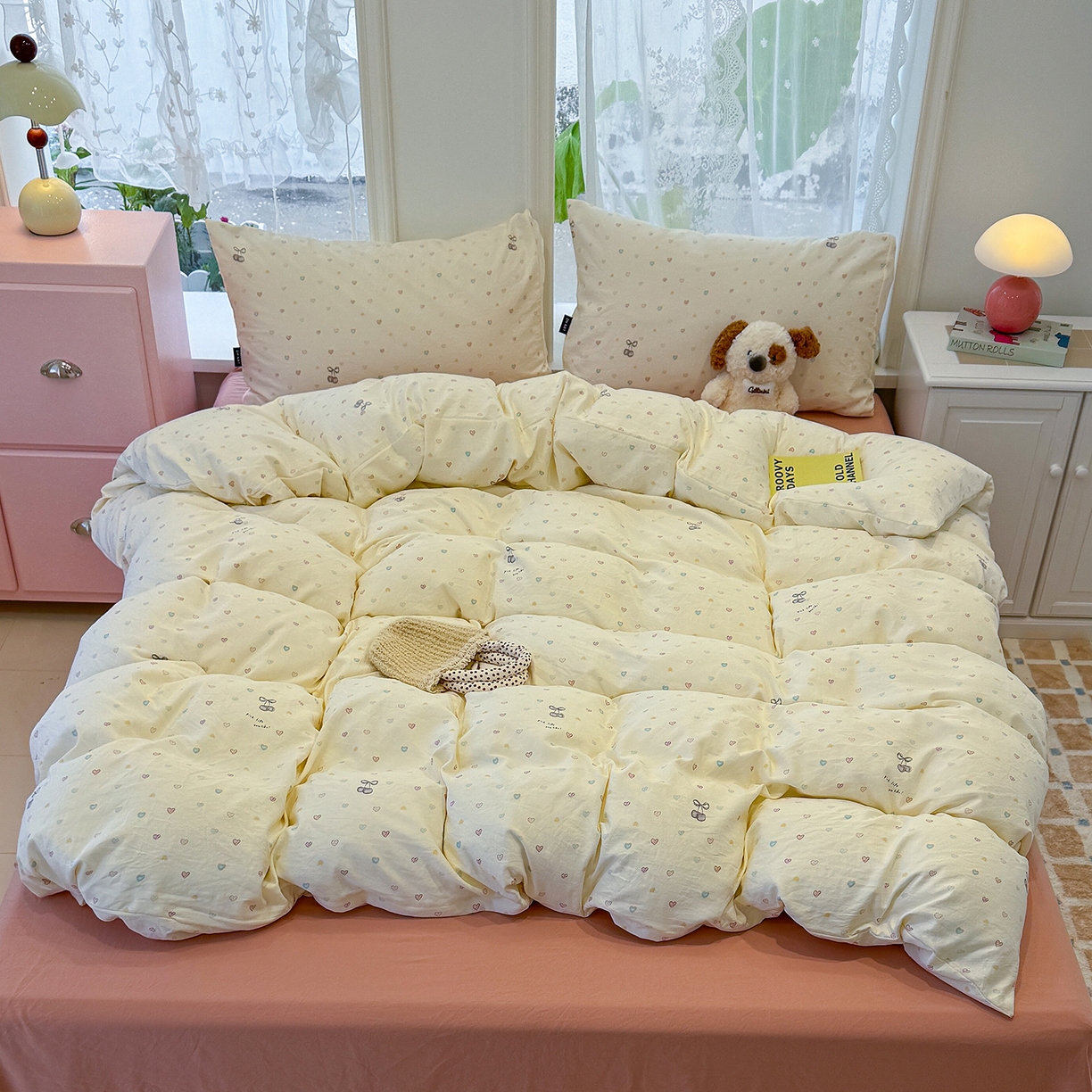 91家纺网 家纺一手货源 找家纺 竹合家纺 2025新款爆款韩国小布袋古法水洗云感四件套 小甜心