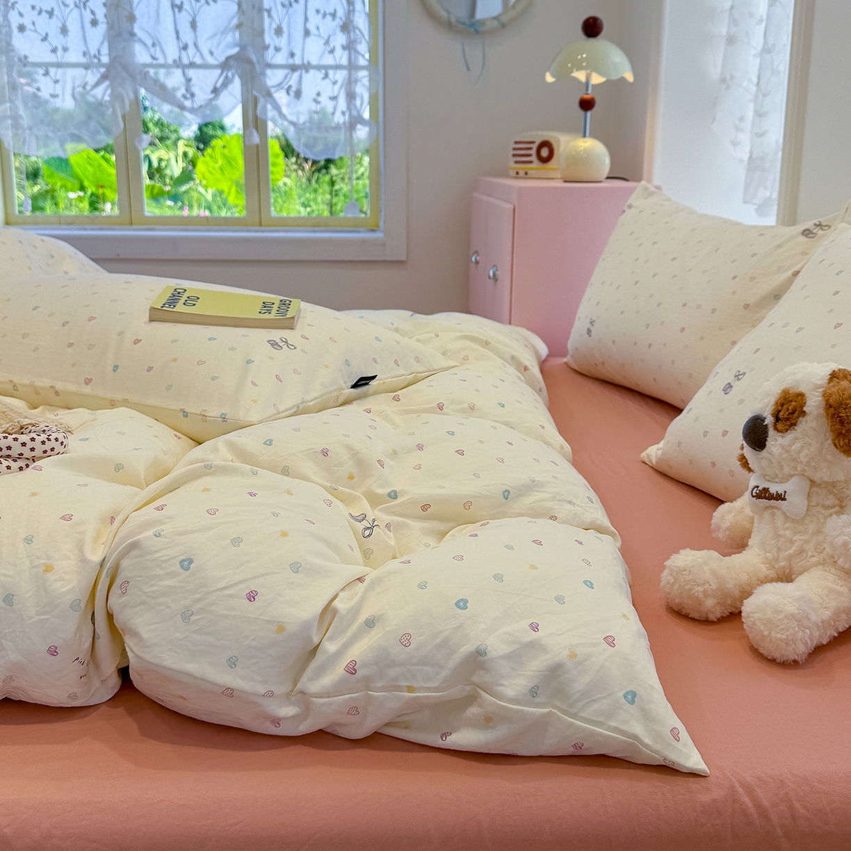 91家纺网 家纺一手货源 找家纺 竹合家纺 2025新款爆款韩国小布袋古法水洗云感四件套 小甜心