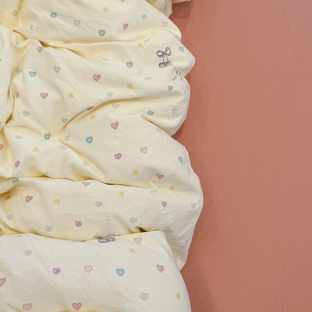 91家纺网 家纺一手货源 找家纺 竹合家纺 2025新款爆款韩国小布袋古法水洗云感四件套 小甜心